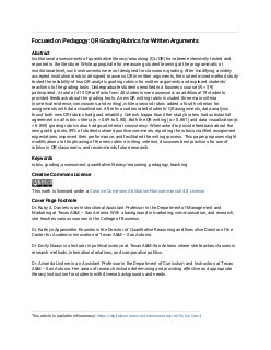 Focused on Pedagogy: QR Grading Rubrics for Written Arguments