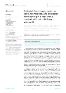 Editorial: Community Series in Tools, Techniques, and Strategies for Teaching in a Real-world Context with Microbiology, Volume II