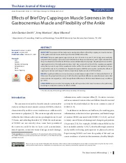 Effects of Brief Dry Cupping on Muscle Soreness in the Gastrocnemius Muscle and Flexibility of the Ankle
