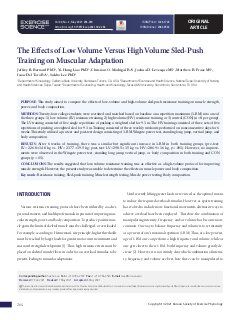 The Effects of Low Volume Versus High Volume Sled-Push Training on Muscular Adaptation
