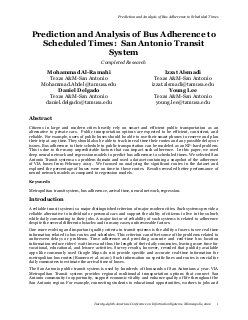 Prediction and Analysis of Bus Adherence to Scheduled Times: San Antonio Transit System
